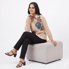 Azure Bloom Swarovski Printed Shirt Top