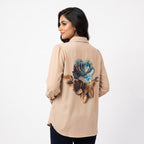 Azure Bloom Swarovski Printed Shirt Top