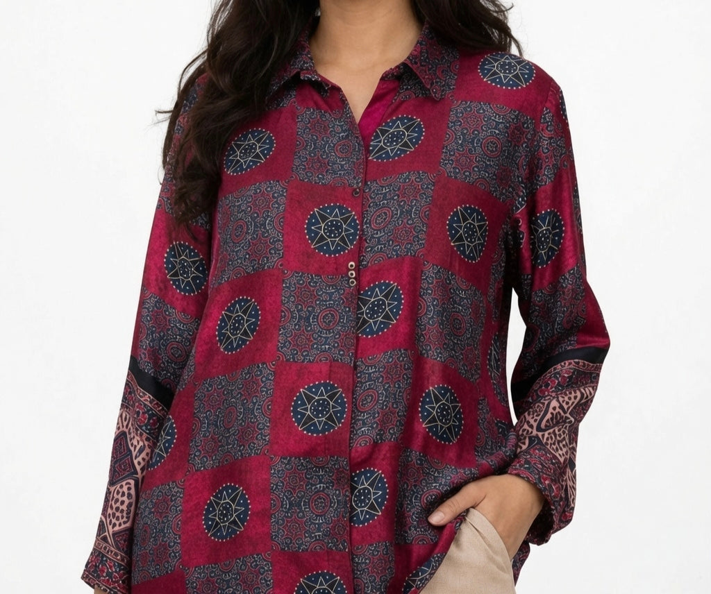Ruby Mosaic Crepe Top