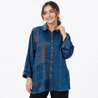 Indigo Mosaic Luxe Crepe Top