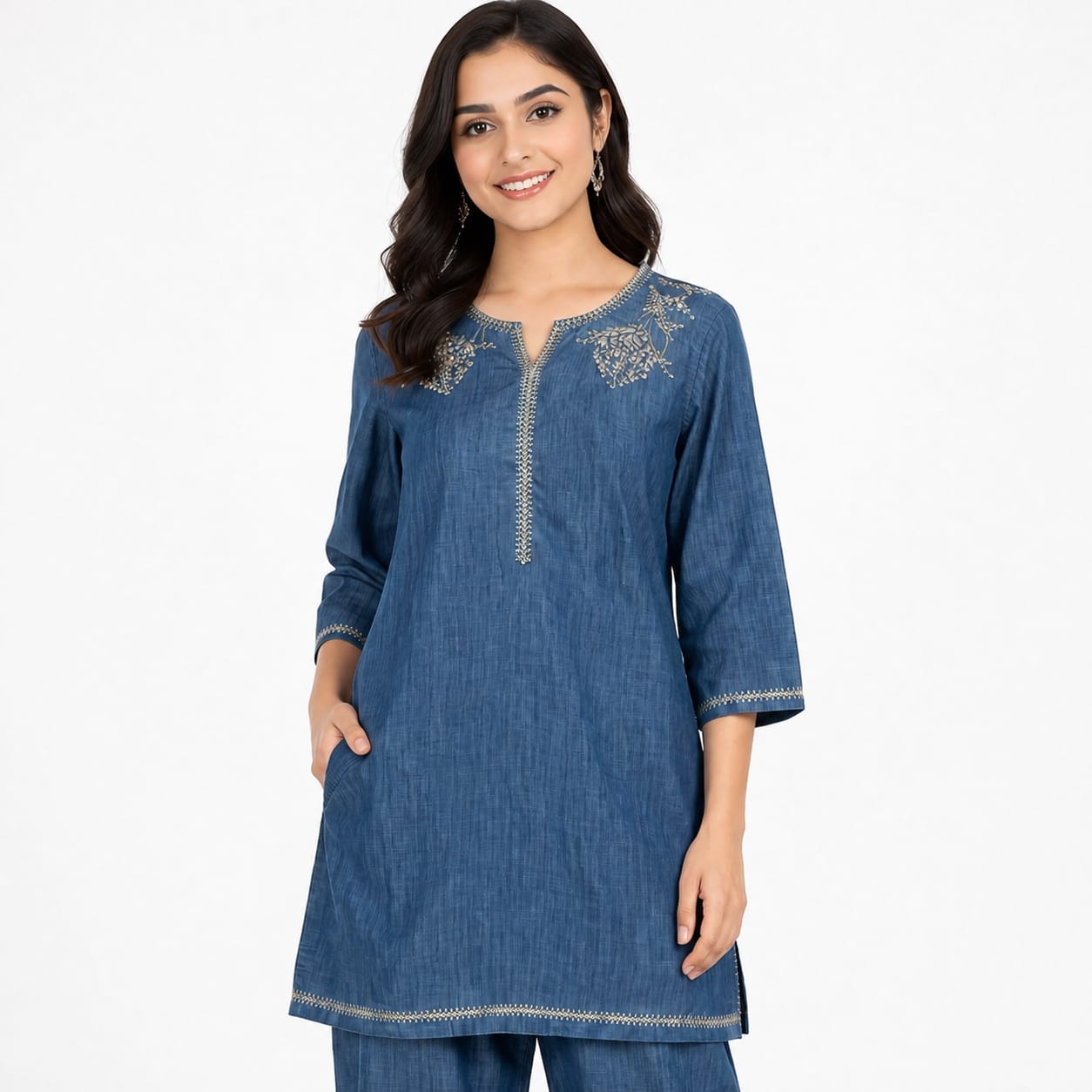 Indigo Grace Embroidered Cord-set