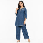 Indigo Grace Embroidered Cord-set
