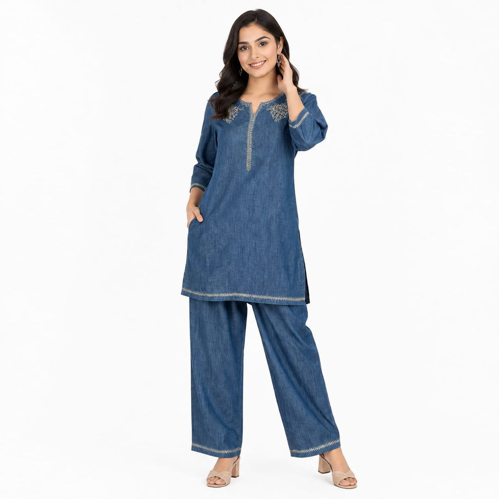 Indigo Grace Embroidered Cord-set