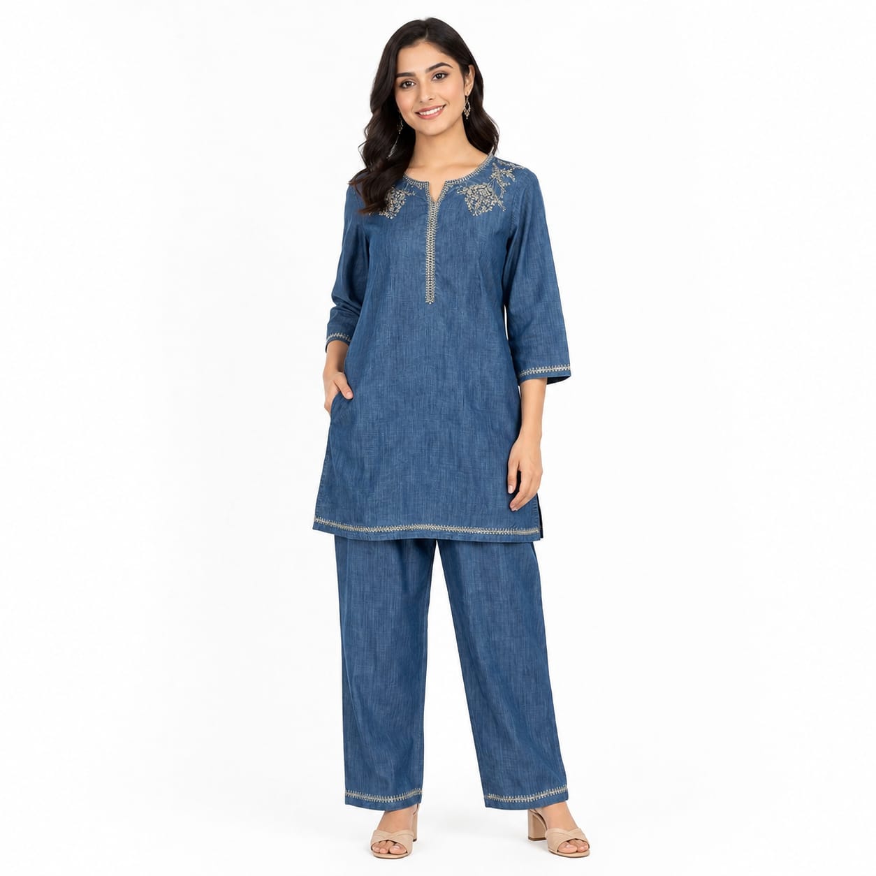 Indigo Grace Embroidered Cord-set