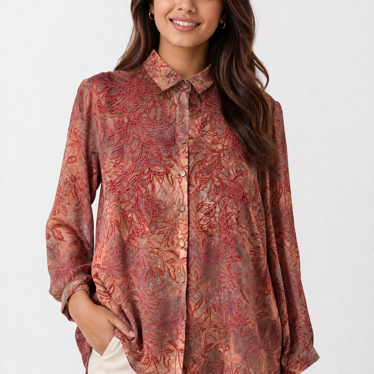 Rosewood Bloom Chiffon Top