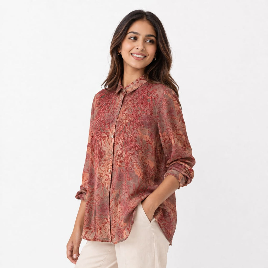 Rosewood Bloom Chiffon Top