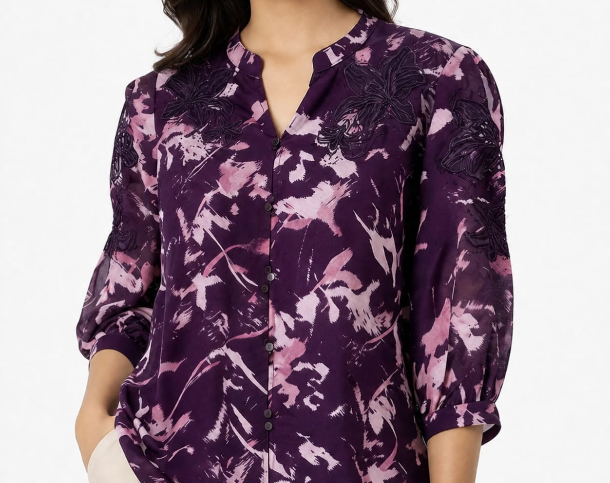 Plum Petal Chiffon Top