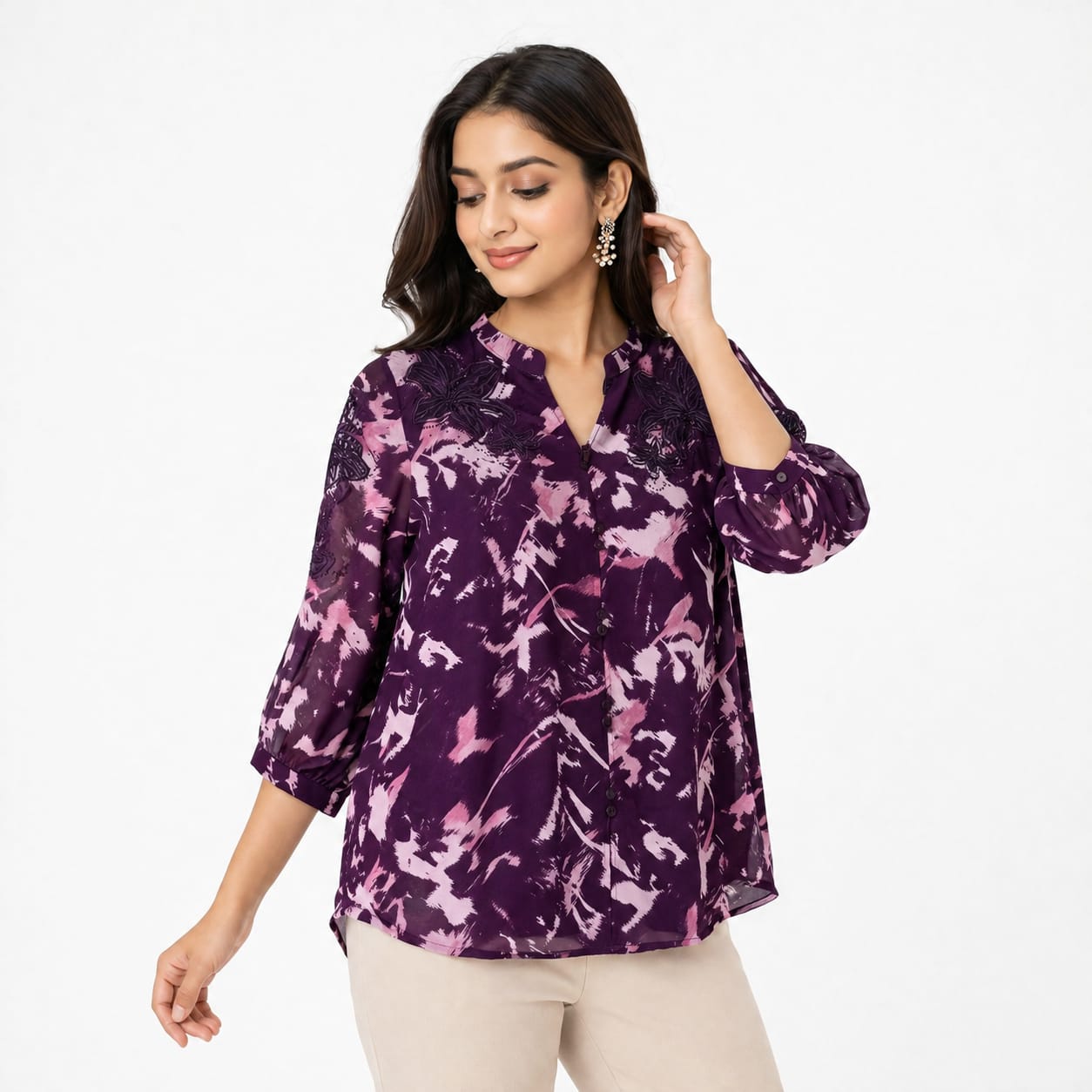 Plum Petal Chiffon Top