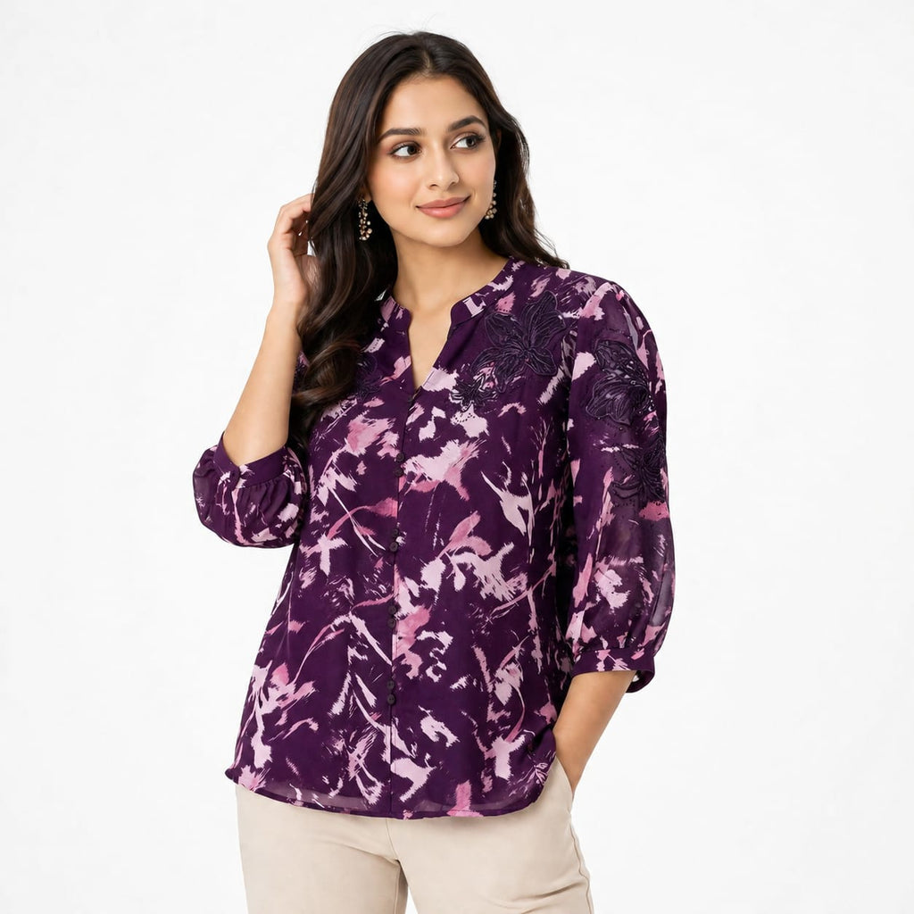 Plum Petal Chiffon Top