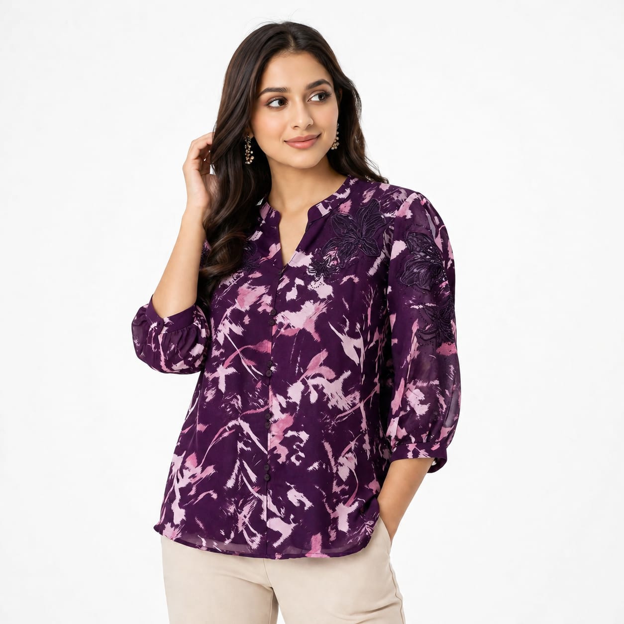 Plum Petal Chiffon Top