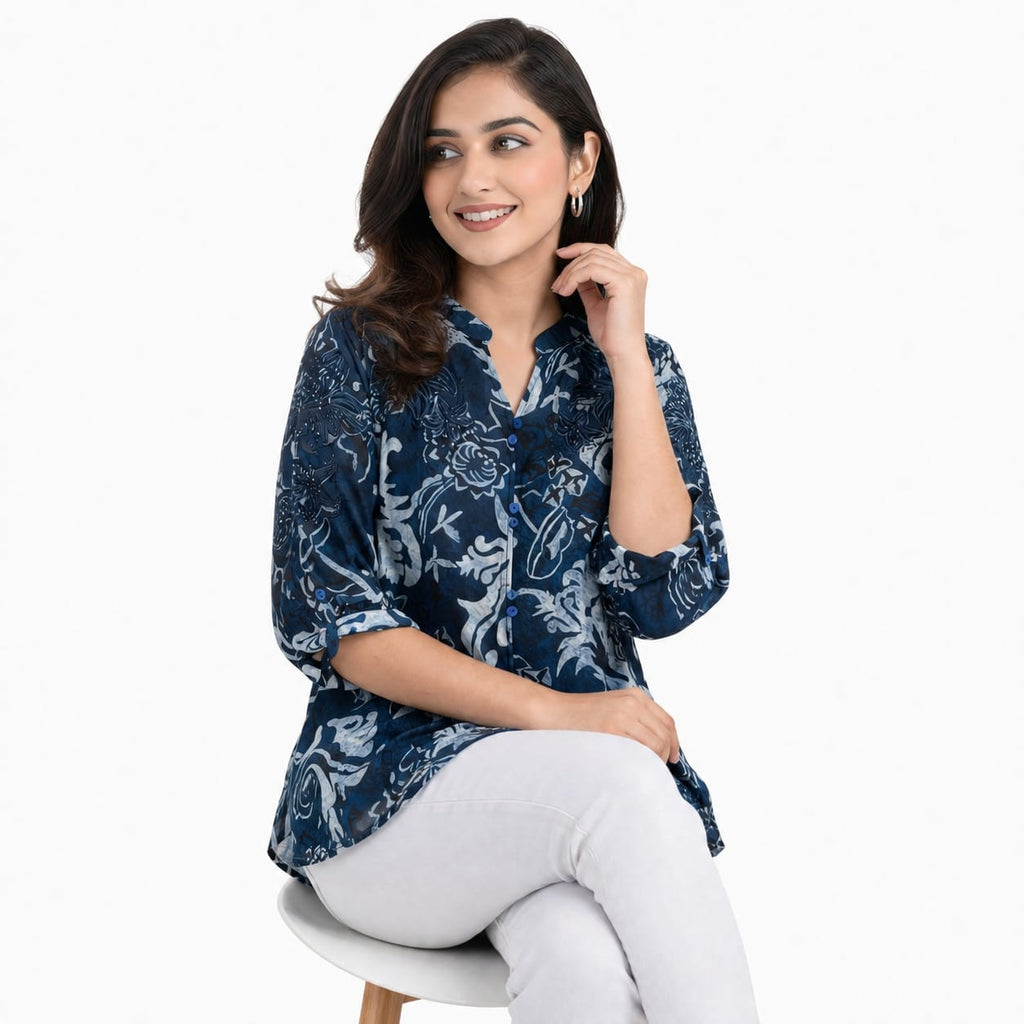 Midnight Bloom Chiffon Top