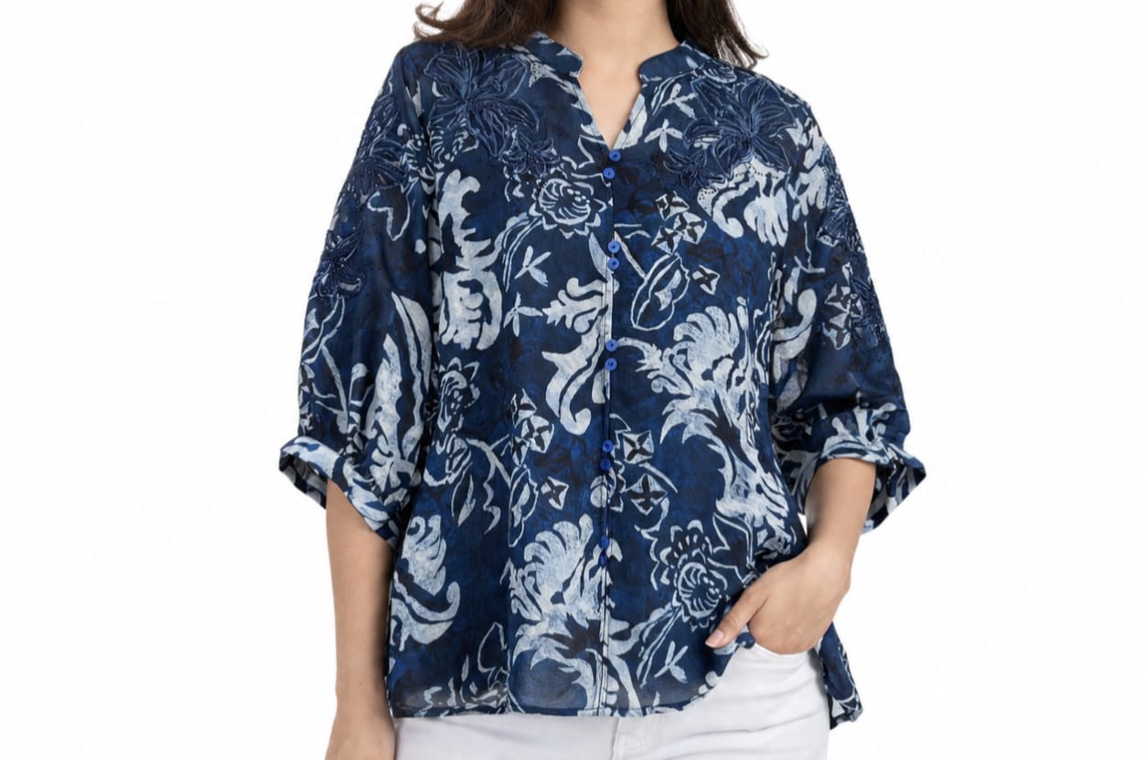 Midnight Bloom Chiffon Top
