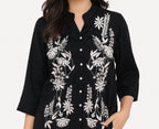 Midnight Flora Embroidered  Top