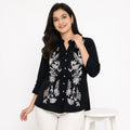 Midnight Flora Embroidered  Top