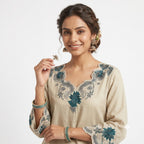 Ivory Blossom Embroidered Georgette Cord-set