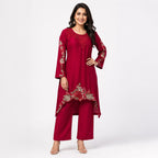 Crimson Royale Embroidered Georgette Cord-set