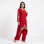 Crimson Royale Embroidered Georgette Cord-set