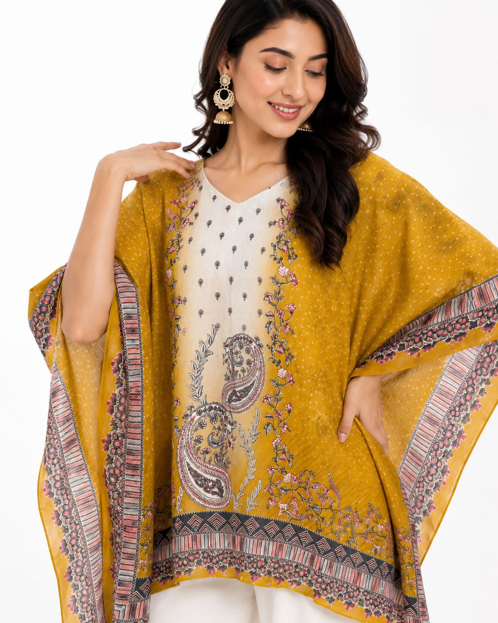 Mustard Paisley Grace Kaftan Top