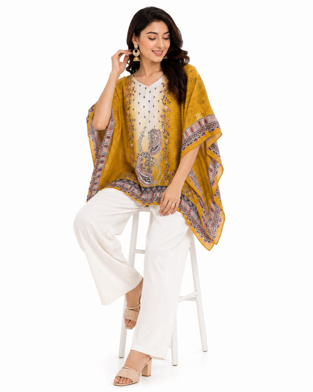 Mustard Paisley Grace Kaftan Top