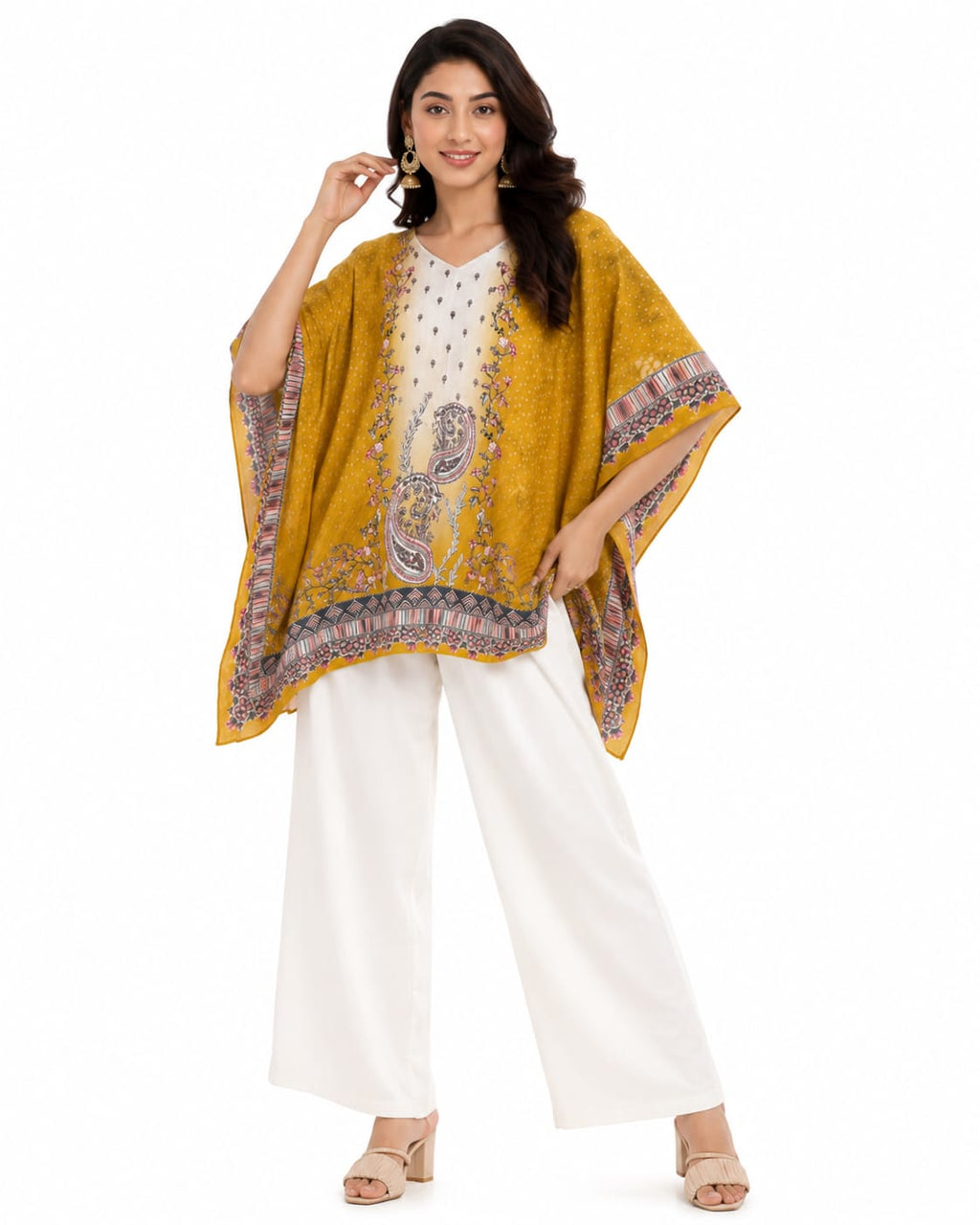 Mustard Paisley Grace Kaftan Top