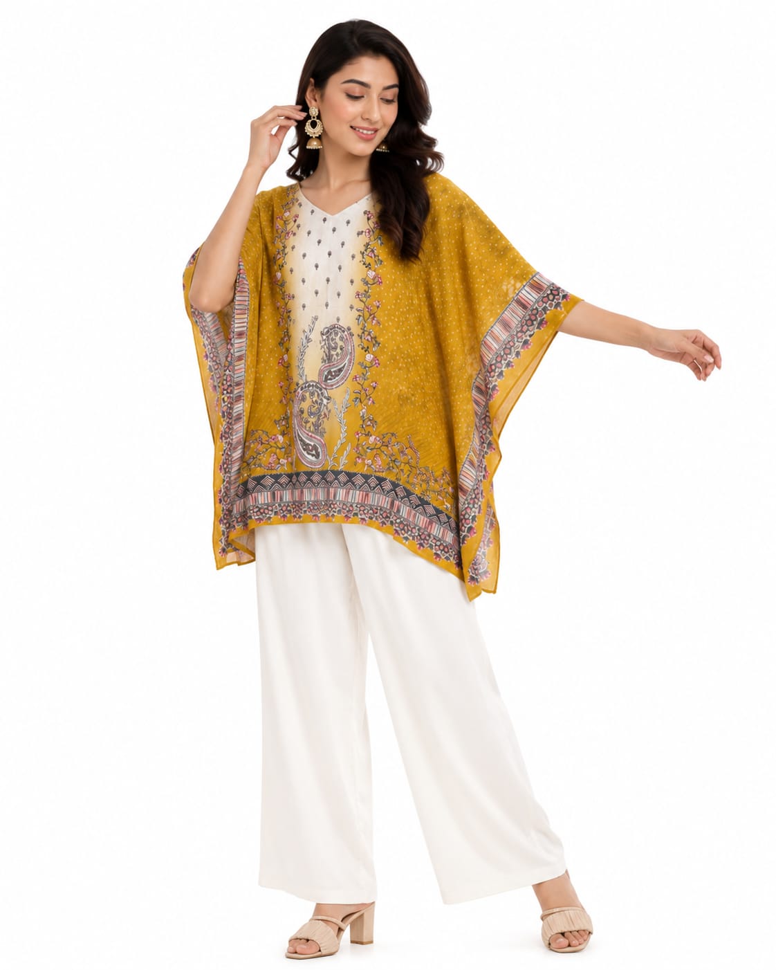 Mustard Paisley Grace Kaftan Top