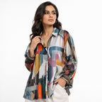Abstract Mosaic Crepe Top