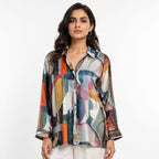 Abstract Mosaic Crepe Top