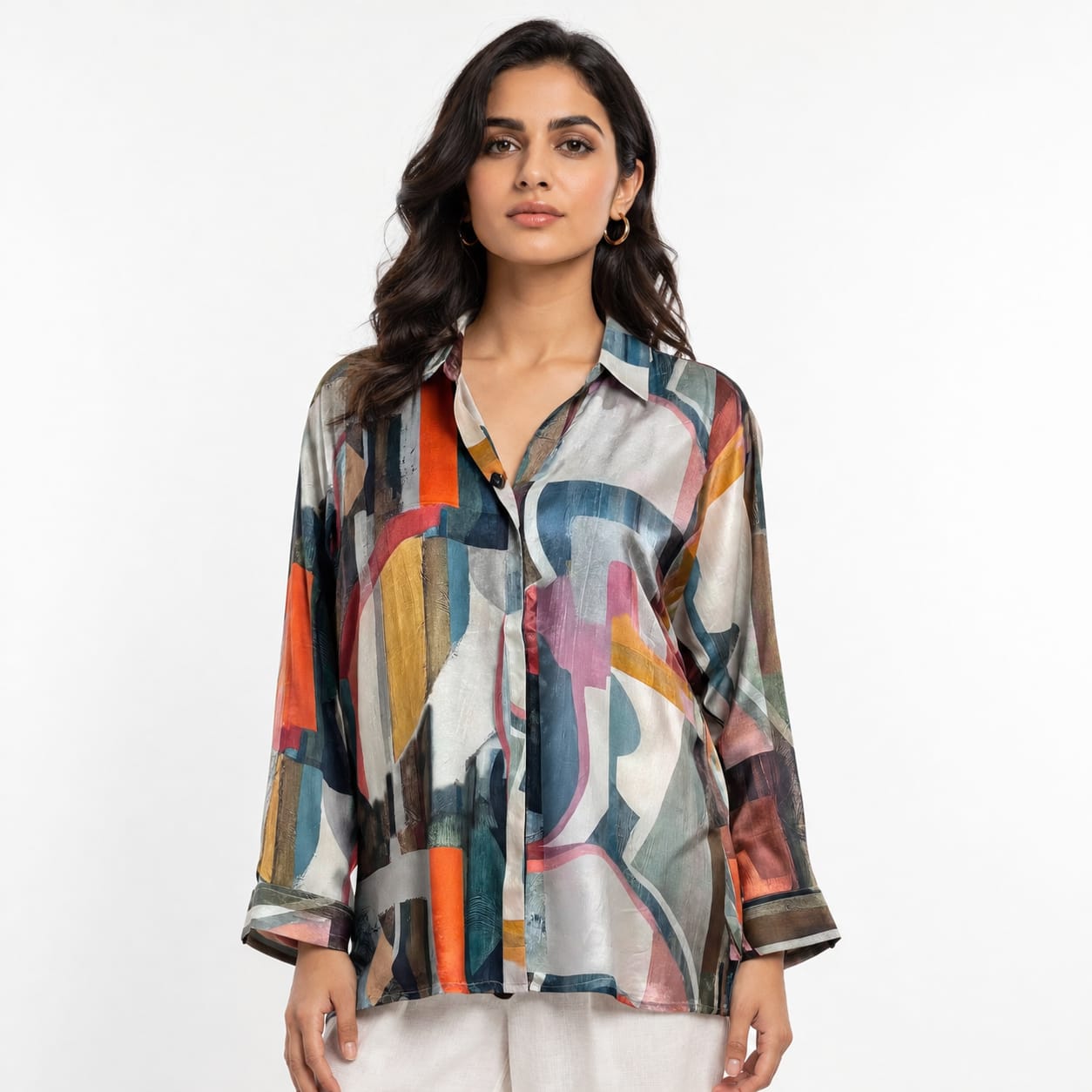 Abstract Mosaic Crepe Top