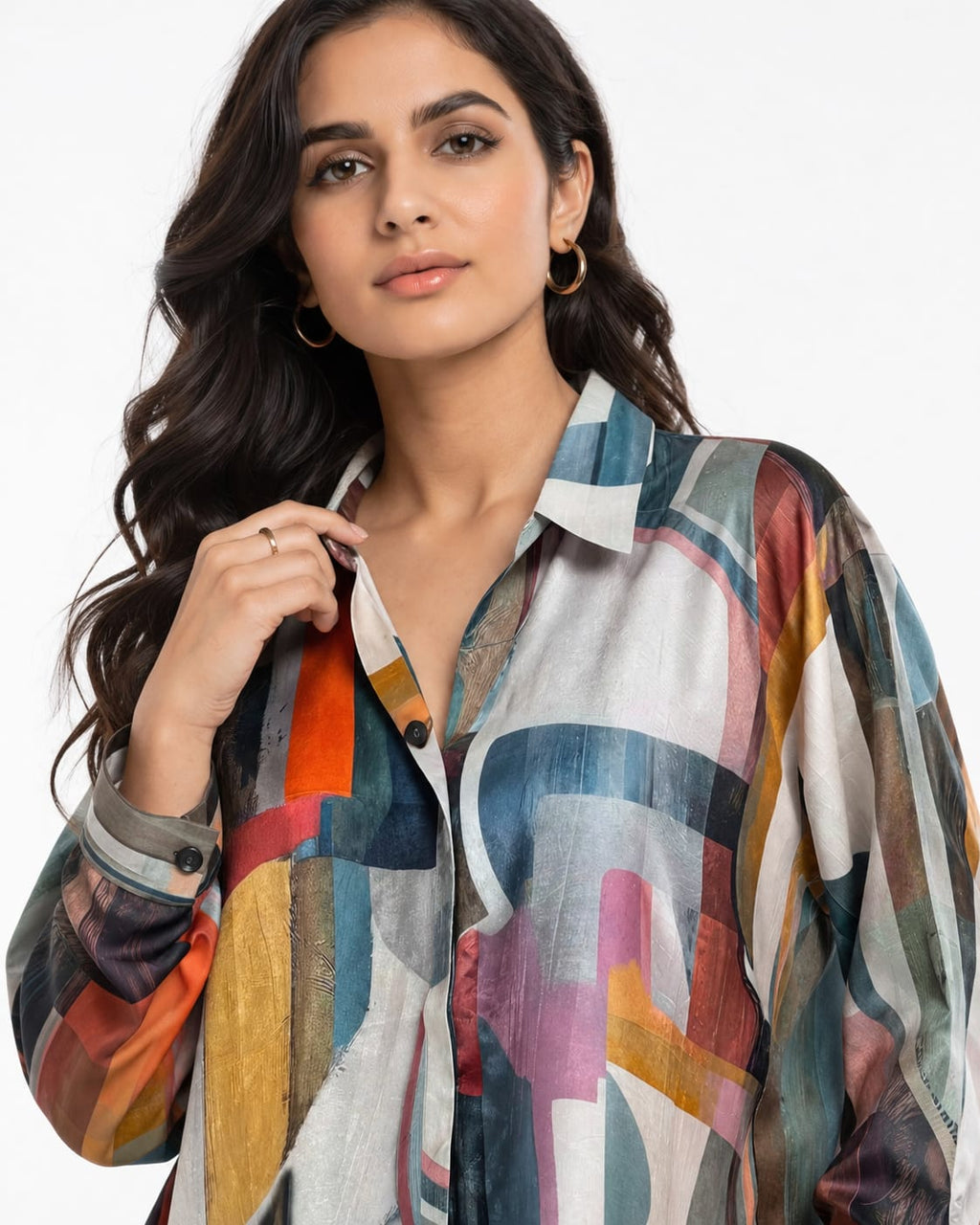 Abstract Mosaic Crepe Top