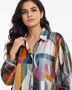 Abstract Mosaic Crepe Top