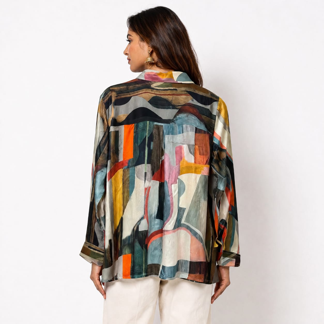 Abstract Mosaic Crepe Top