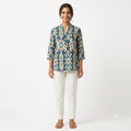 Azure Ikat Grace Crepe Top