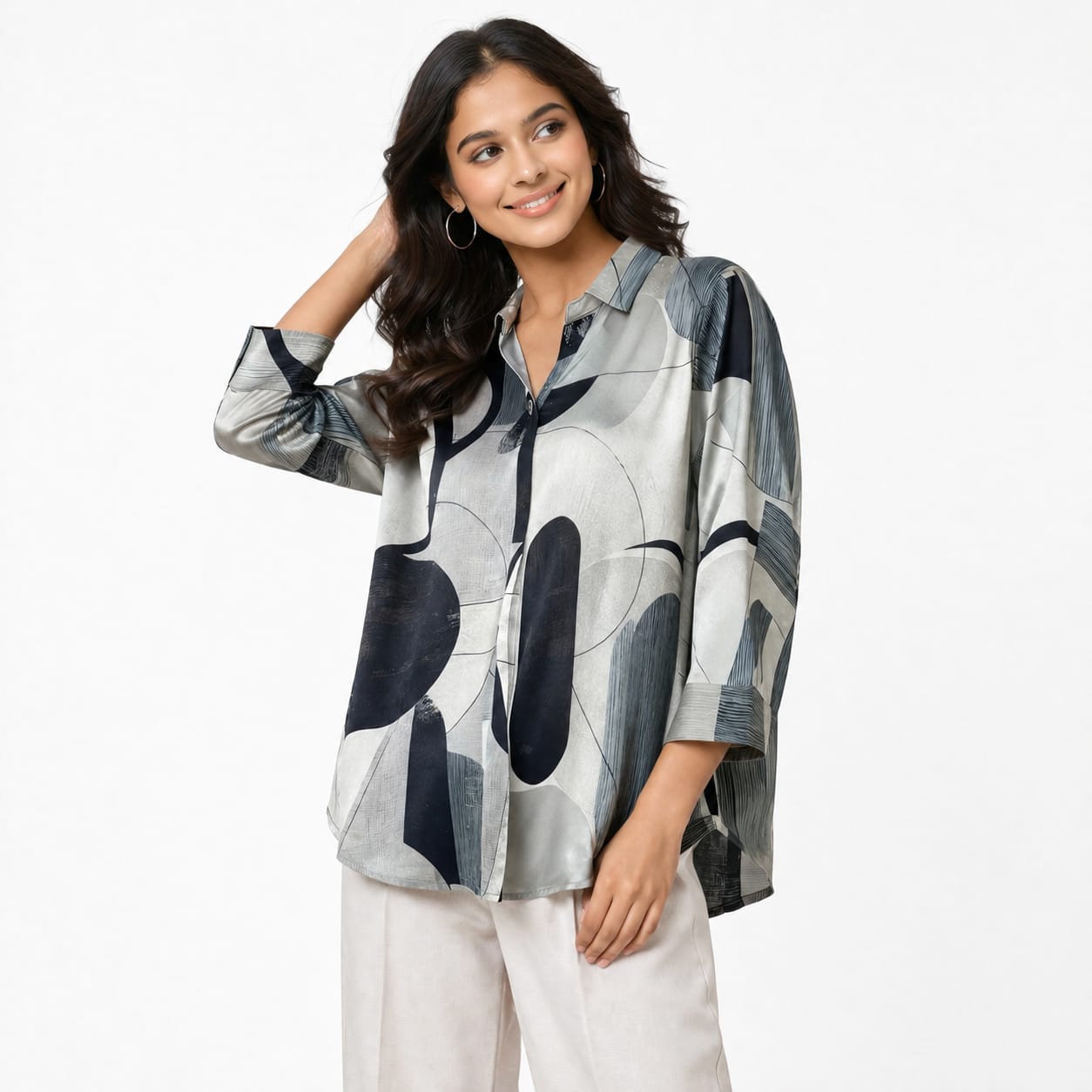 Monochrome Muse Crepe Top