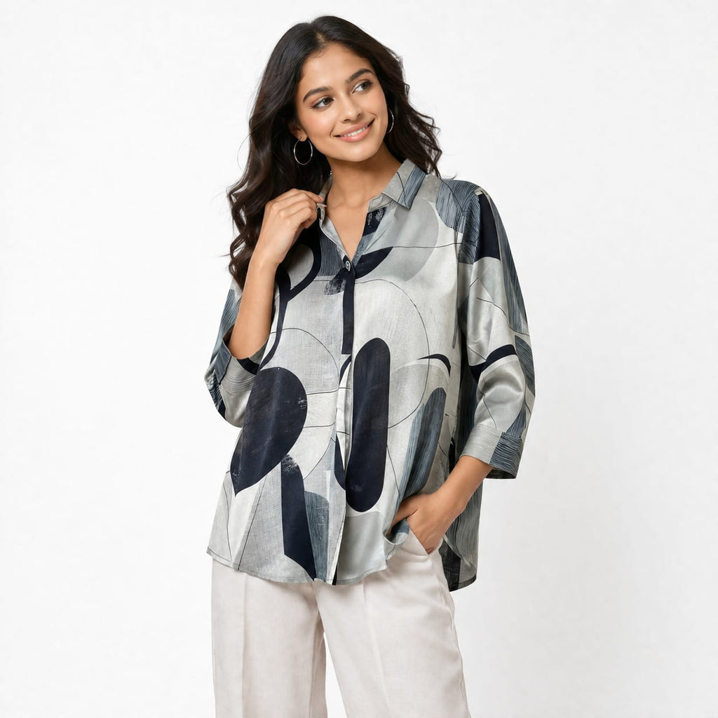 Monochrome Muse Crepe Top