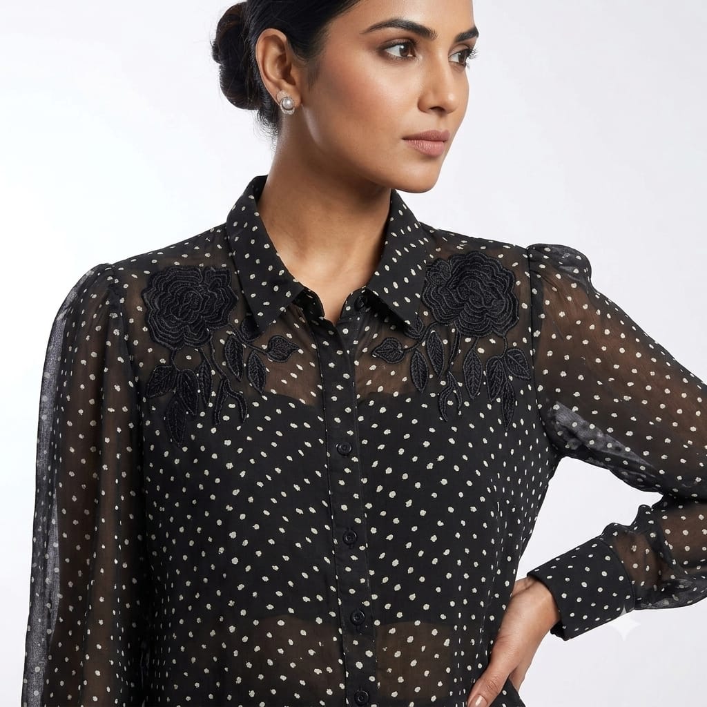 Polka Petal Elegance Top