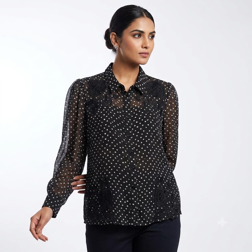 Polka Petal Elegance Top