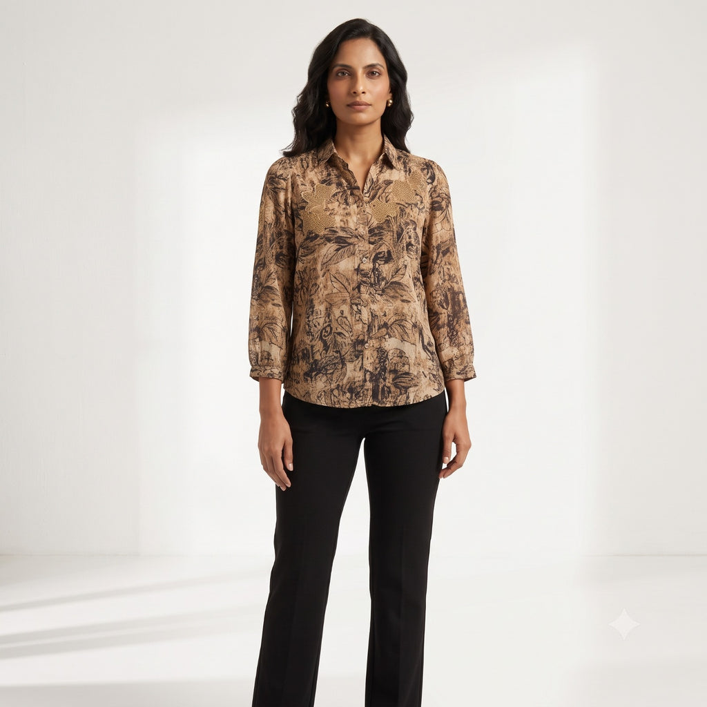 Mocha Lace Impression Top