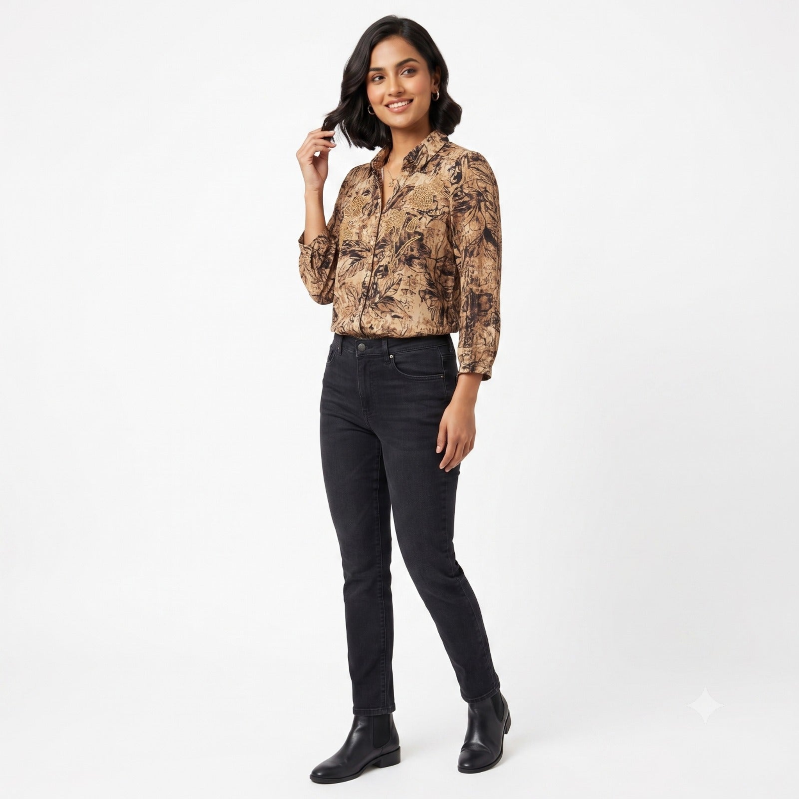 Mocha Lace Impression Top