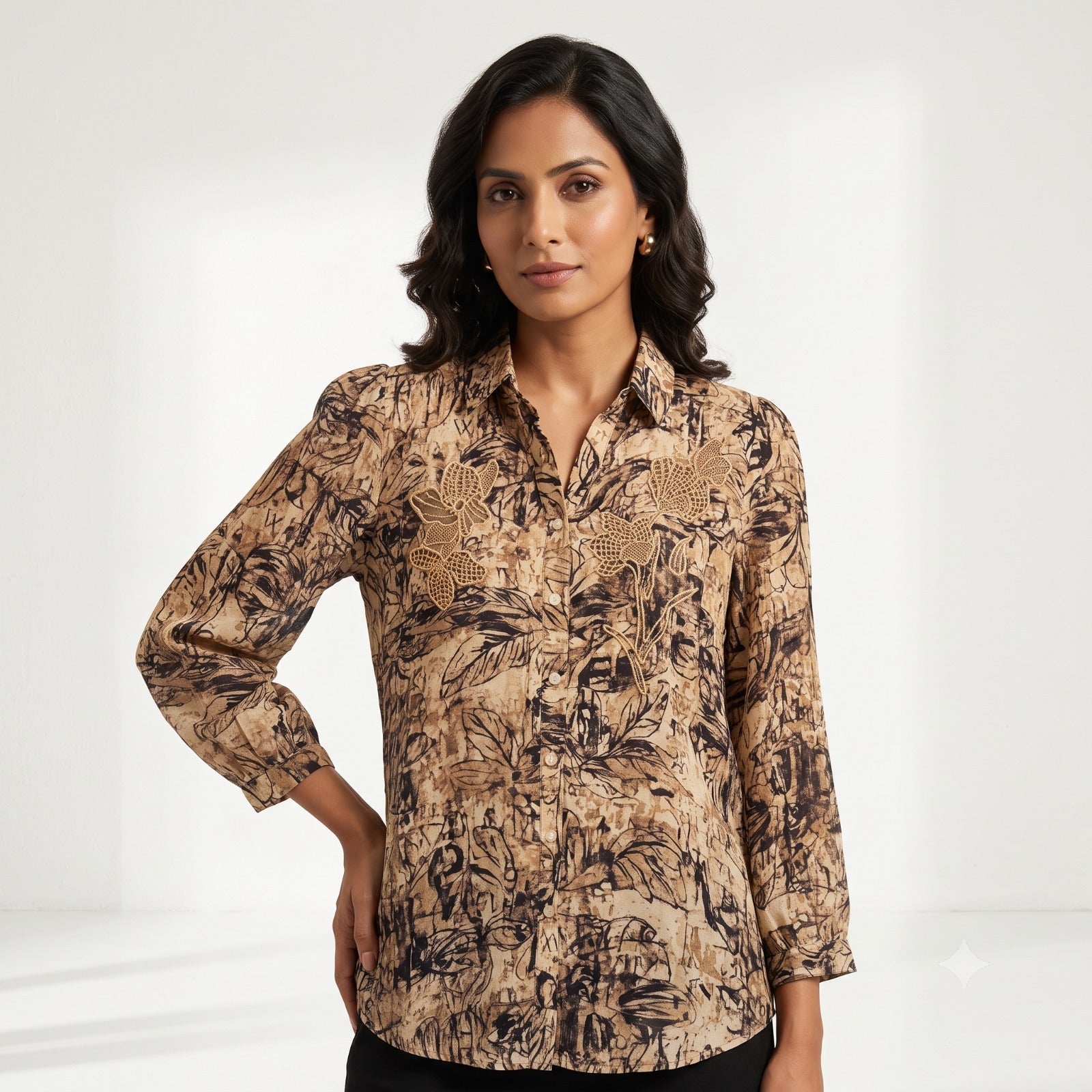 Mocha Lace Impression Top