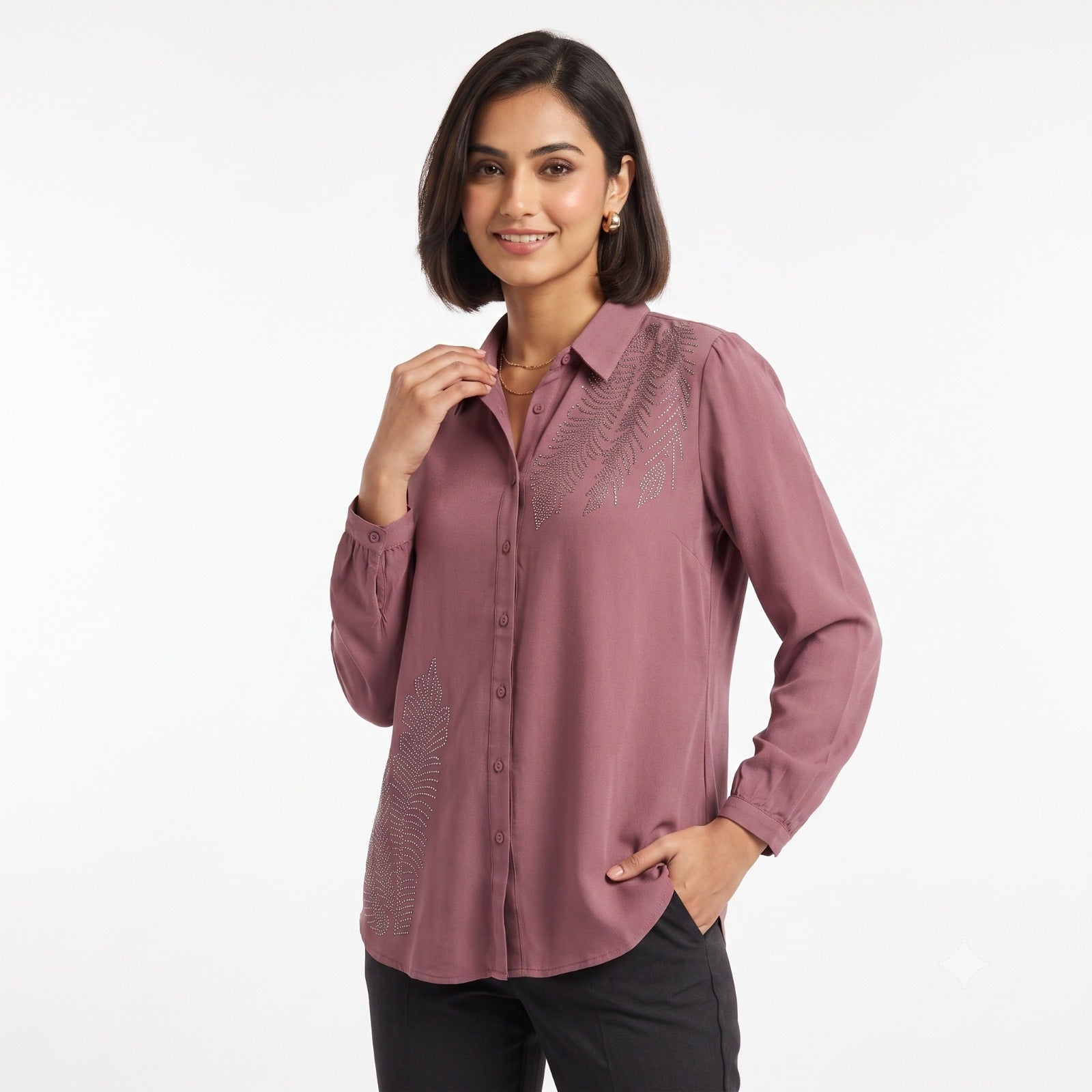 Dusty Rose Feather Gleam Top