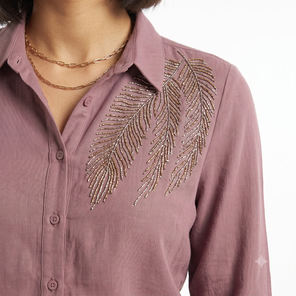 Dusty Rose Feather Gleam Top