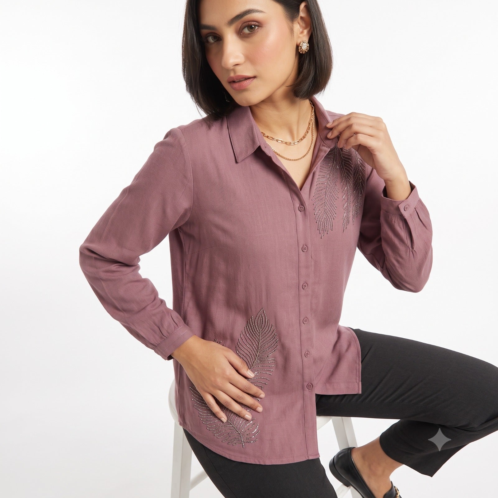 Dusty Rose Feather Gleam Top