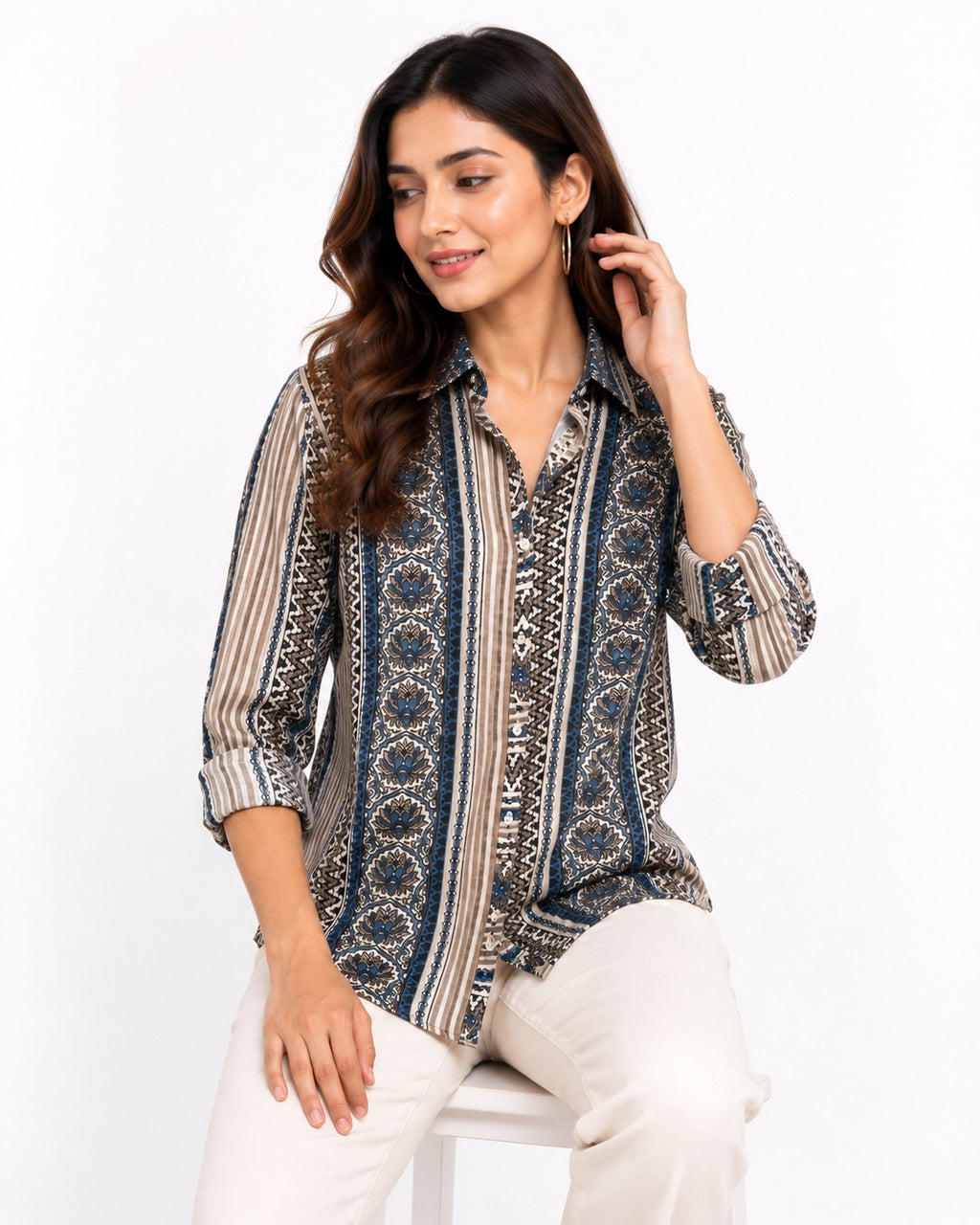 Azure Heritage Stripe Top