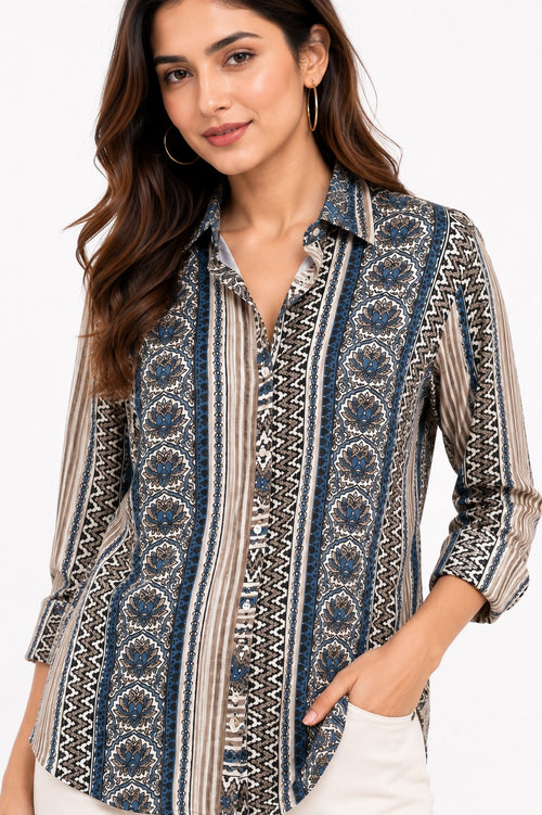Azure Heritage Stripe Top