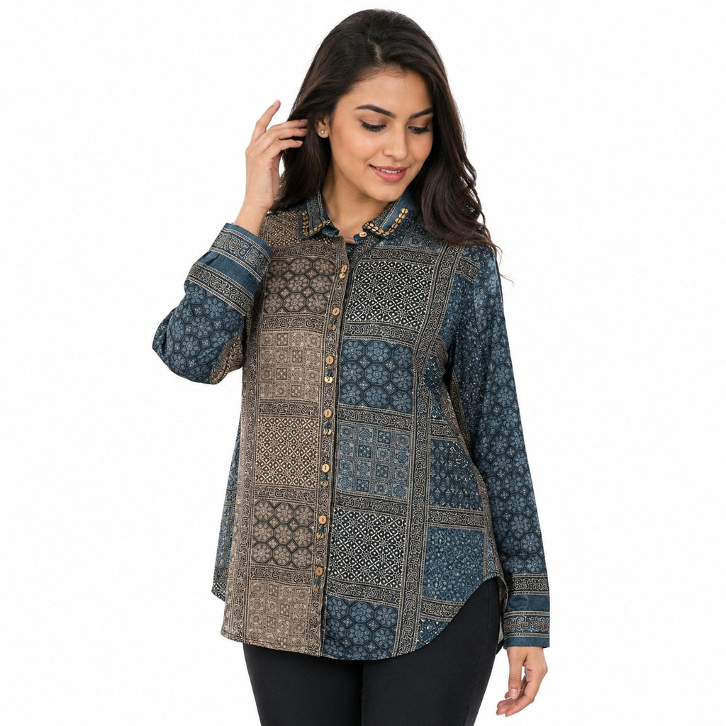 Heritage Mosaic Crepe Top