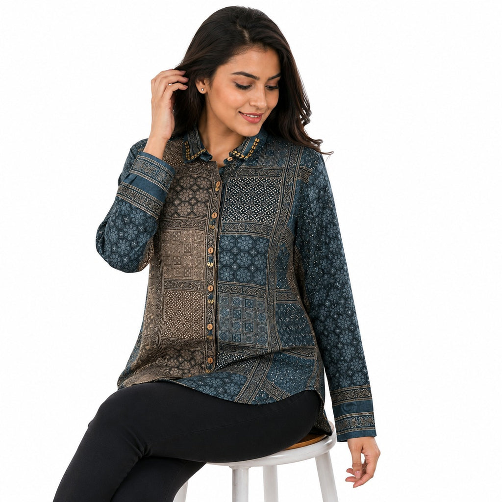 Heritage Mosaic Crepe Top