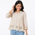 Ivory Heartline Pintuck Top