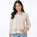 Ivory Heartline Pintuck Top