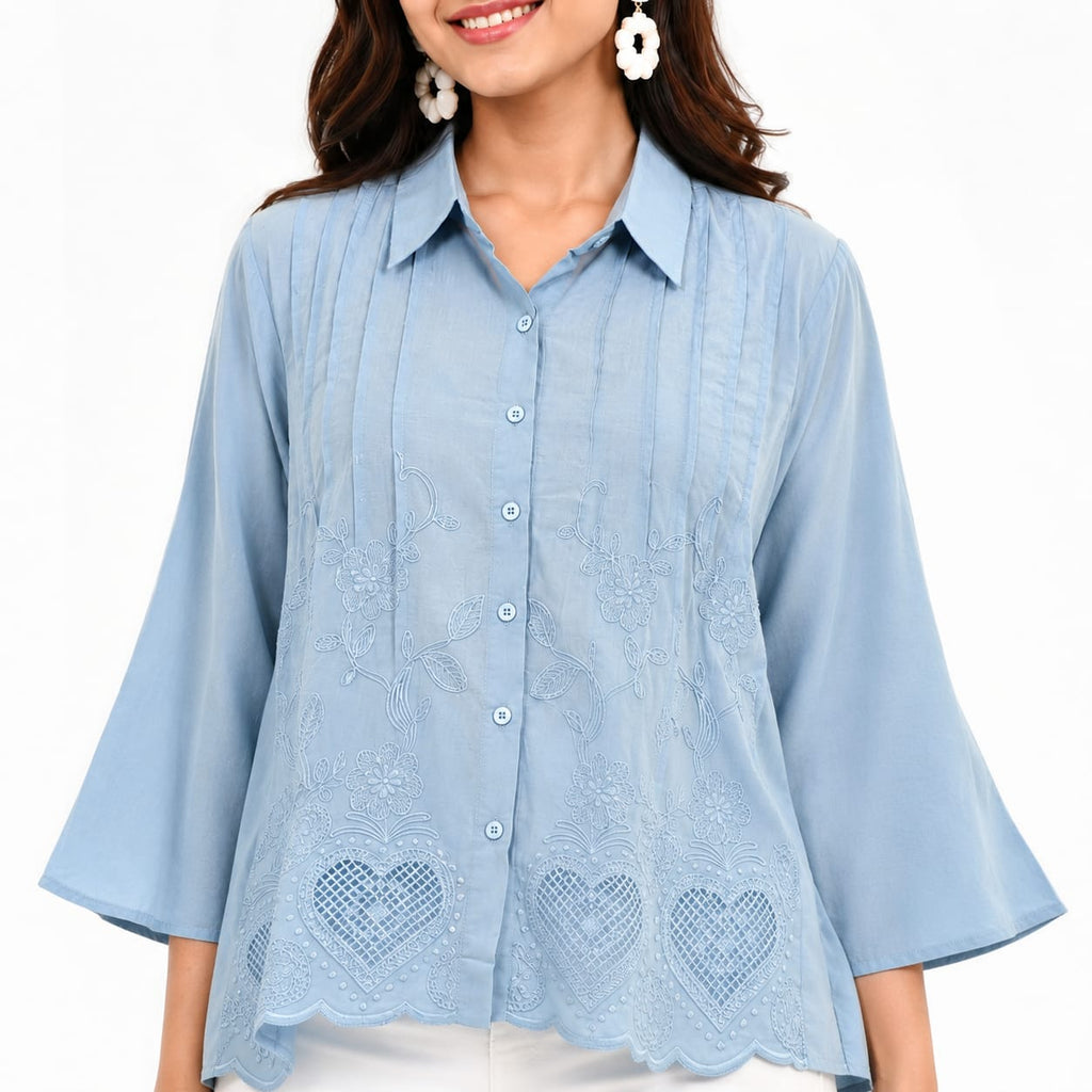 Skyline Heart Pintuck Top