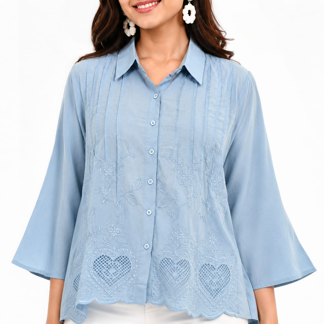 Skyline Heart Pintuck Top